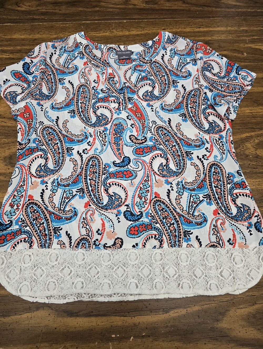 Van Heusen White Multicolor Paisley Blouse